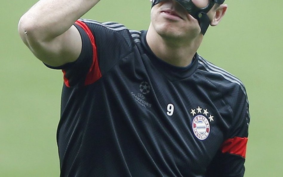 Robert Lewandowski podczas treningu na stadionie Camp Nou w Barcelonie.