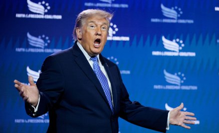 Prezydent USA Donald Trump  podczas konferencji Koalicji Wiara i Wolność 2026 w hotelu Washington Hi