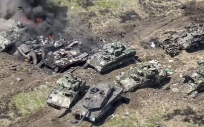 Czołgi Leopard-2A6 i bojowe wozy piechoty M2 Bradley zniszczone w walkach w obwodzie zaporoskim
