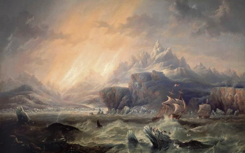 „Erebus i Terror w Arktyce” – obraz olejny, John Wilson Carmichael, połowa XIX wieku