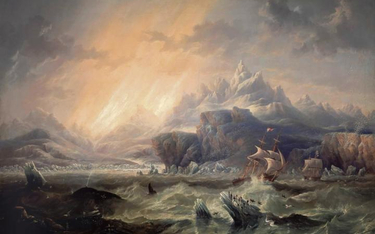 „Erebus i Terror w Arktyce” – obraz olejny, John Wilson Carmichael, połowa XIX wieku