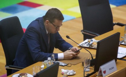 Premier Mateusz Morawiecki w czasie unijnego szczytu w Brukseli