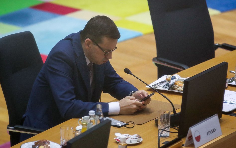 Premier Mateusz Morawiecki w czasie unijnego szczytu w Brukseli