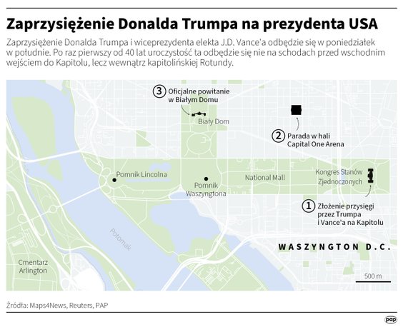 Zaprzysiężenie Donalda Trumpa - najważniejsze punkty