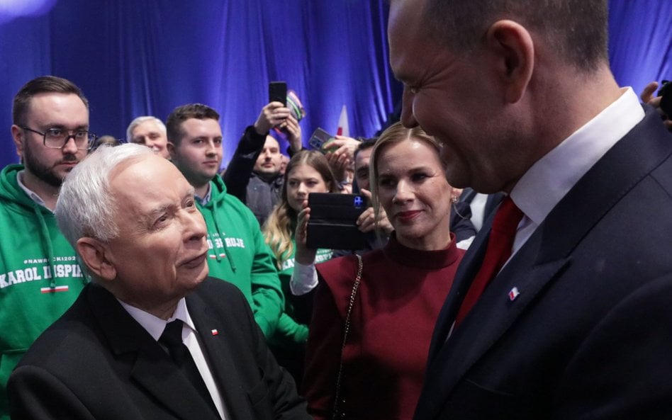 Jarosław Kaczyński i Karol Nawrocki. Kampania przed wyborami prezydenckimi, marzec 2025