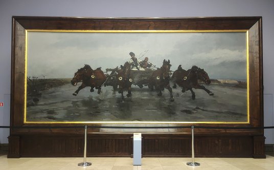 Największą wersję "Czwórki" Chełmońskiego można zobaczyć w Sukiennicach