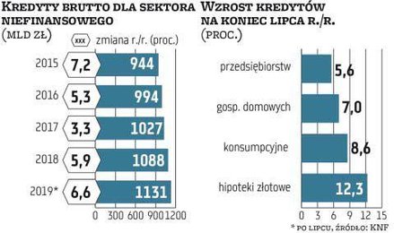Kredyty bankowe udzielone sektorowi niefinansowemu na koniec lipca urosły w ujęciu rok do roku o 6,6