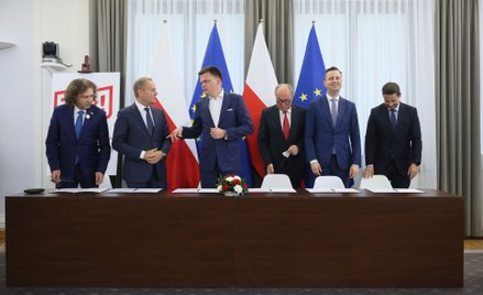Jacek Karnowski, Donald Tusk, Szymon Hołownia, Włodzimierz Czarzasty, Władysław Kosiniak-Kamysz, Raf