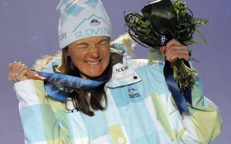 Petra Majdic po dekoracji brązowym medalem