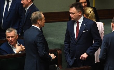 Premier Donald Tusk i marszałek Sejmu Szymon Hołownia