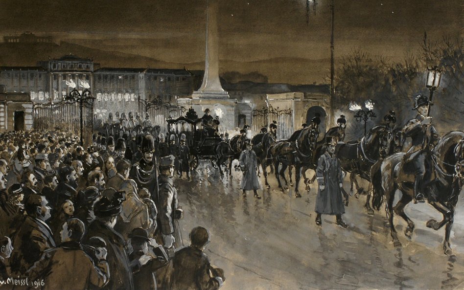 Żałobny orszak podczas pogrzebu Franciszka Józefa w Schönbrunn Palace