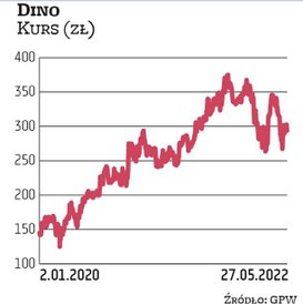 Dino zadebiutowało w 2017 r. Do 2022 r. kurs poruszał się w trendzie wzrostowym, windując wartość gi