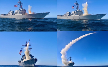 Sekwencja odpalenia pocisku manewrującego Tomahawk Block V z wyrzutni niszczyciela rakietowego USS C