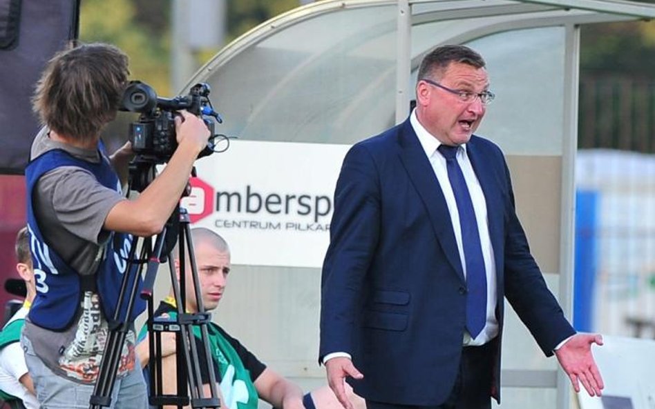 Czesław Michniewicz końcówkę meczu jego Pogoni z Wisłą oglądał z wysokości trybun