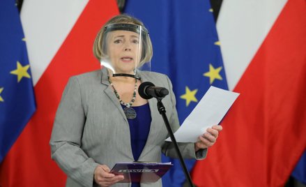 Posłanka Lewicy Wanda Nowicka podczas konferencji prasowej w Sejmie