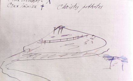 Rysunek Golgoty naszkicowany przez Michaiła Bułhakowa w trakcie pisania „Mistrza i Małgorzaty”. Wida