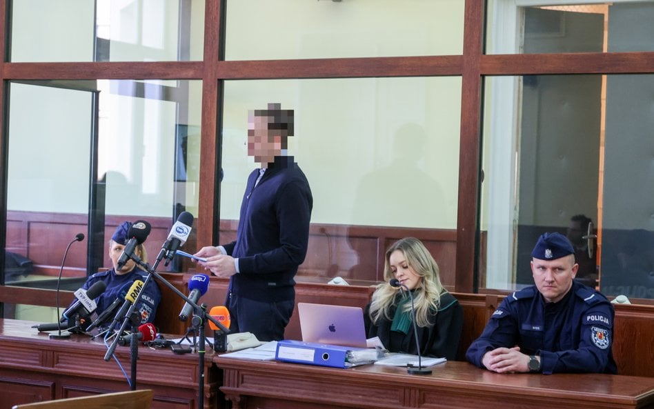 Oskarżony Sebastian M. oraz jego pełnomocniczka mec. Katarzyna Hebda podczas rozprawy w Sądzie Rejon