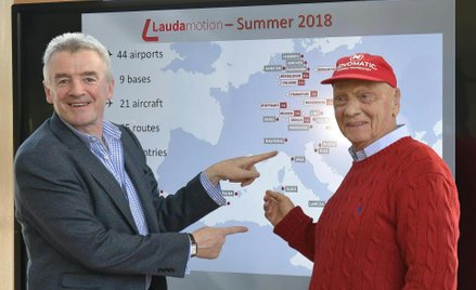 Prezes Ryanaira Michael O'Leary i Niki Lauda