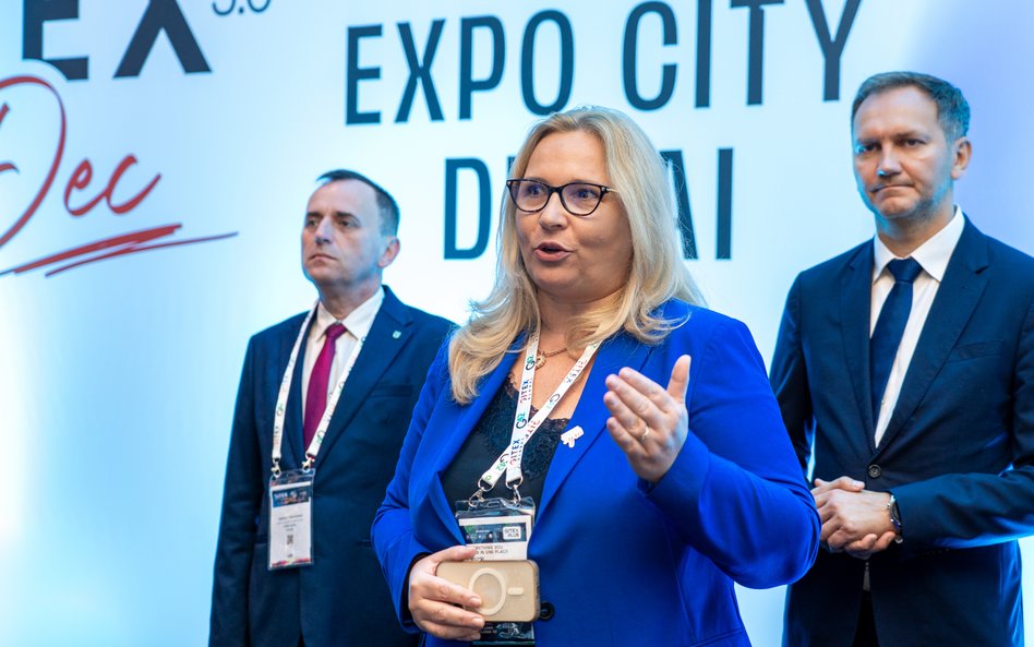 Małgorzata Kasińska, prezes MK Business Link przemawiająca podczas targów GITEX GLOBAL 2025 w Dubaju