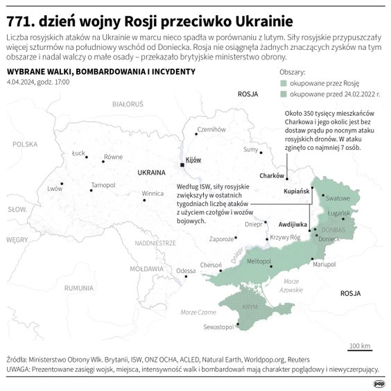 Tak wyglądała sytuacja na froncie w 771 dniu wojny