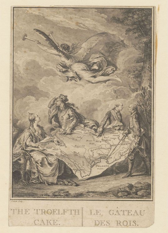 „Kołacz królewski” – rysunkowa satyra Jeana-Michela Moreau, odnosząca się do I rozbioru Polski. Pows