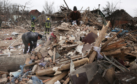 Ruiny zbombardowanego w Kramatorsku domu