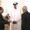 Emir Kataru w czasie rozmowy z prezydentem Egiptu i sekretarzem generalnym Ligi Arabskiej