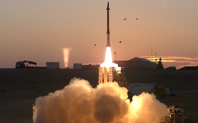 Izraelski system obrony przeciwrakietowej Proca Dawida, którego celem jest przechwytywanie pocisków 