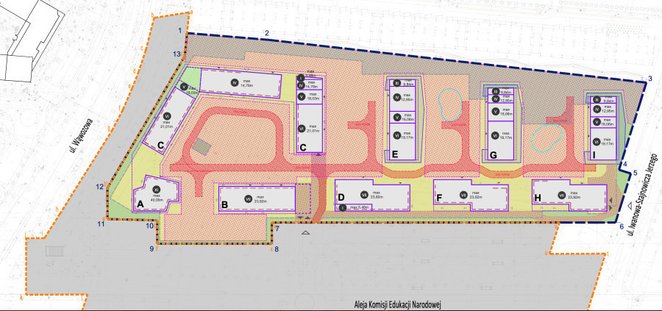 Plan osiedla na Kabatach, którego budowę zatwierdziła w czwartek Rada Warszawy, według koncepcji dew