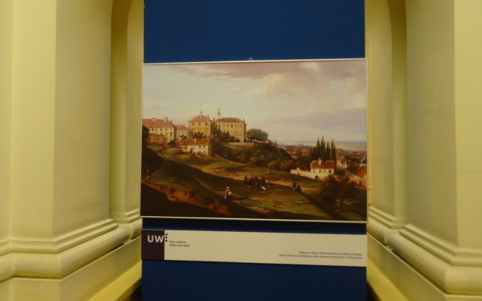 Widok Pałacu Kazimierzowskiego od strony Powiśla, obraz Marcina Zaleskiego, 1836 na wystawie w stary