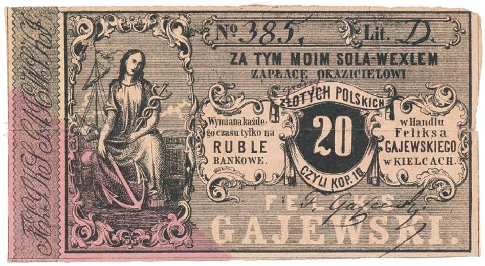 Rzadki banknot z XIX wieku z prywatnej emisji.