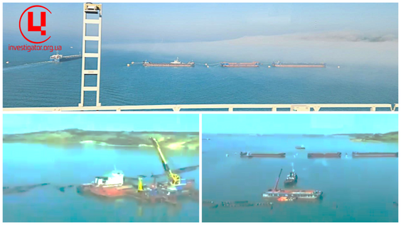 Rosjanie tworzą zatorę z barek wokół Mostu Krymskiego