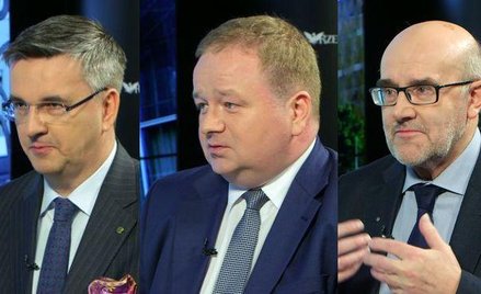 Od lewej: Rafał Dębowski, Jerzy Gaberle, Dariusz Sałajewski w studiu telewizyjnym "Rzeczpospolitej"