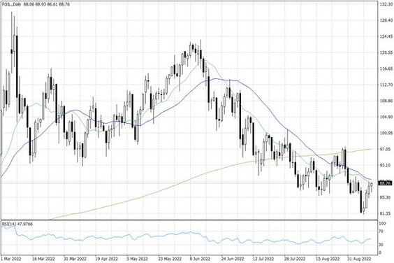 Notowania ropy naftowej WTI – dane dzienne