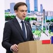 Minister finansów i gospodarki Andrzej Domański podczas konferencji prasowej w gmachu Ministerstwa F