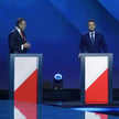 Karol Nawrocki i Rafał Trzaskowski podczas debaty w TVP