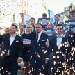 Kandydat Konfederacji na stanowisko prezydenta miasta Bartosz Bocheńczak (C), lider Konfederacji Sła