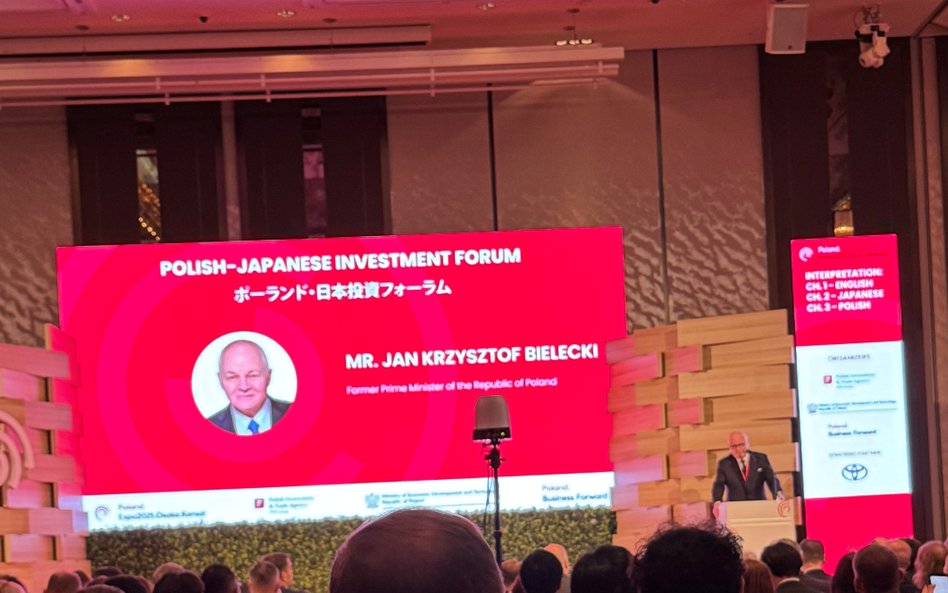 Jan Krzysztof Bielecki, były premier RP podczas przemówienia na Polsko-Japońskim Forum Inwestycyjnym