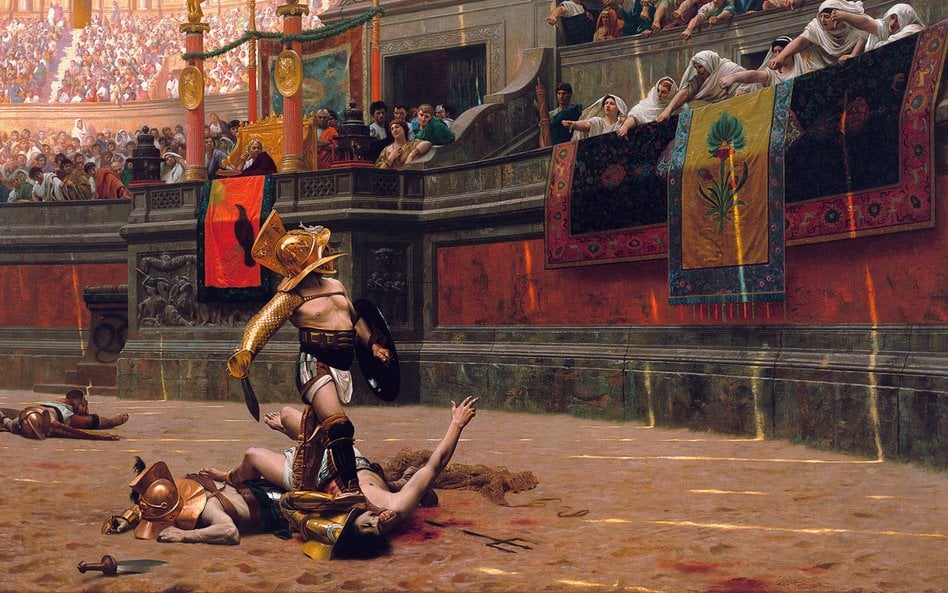 Jean-Léon Gérôme, „Pollice verso” (1872). XIX-wieczny obraz przedstawia artystyczną wizję pojedynku 
