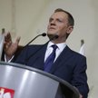 Premier Donald Tusk podczas konferencji prasowej, na której odnosił się do ogłoszonego raportu MAK