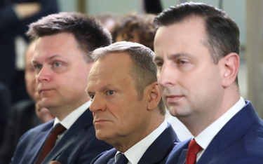 Lider Polski 2050, przewodniczący PO Donald Tusk i prezes PSL Władysław Kosiniak-Kamysz