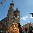Stworzona z bułek rzeźba Katarzyny Ozgi, ówczesnej studentki Akademii Sztuk Pięknych. Rynek Główny, 
