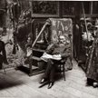 Jan Matejko w pracowni w Szkole Sztuk Pięknych 1891 r., fotografia archiwalna
