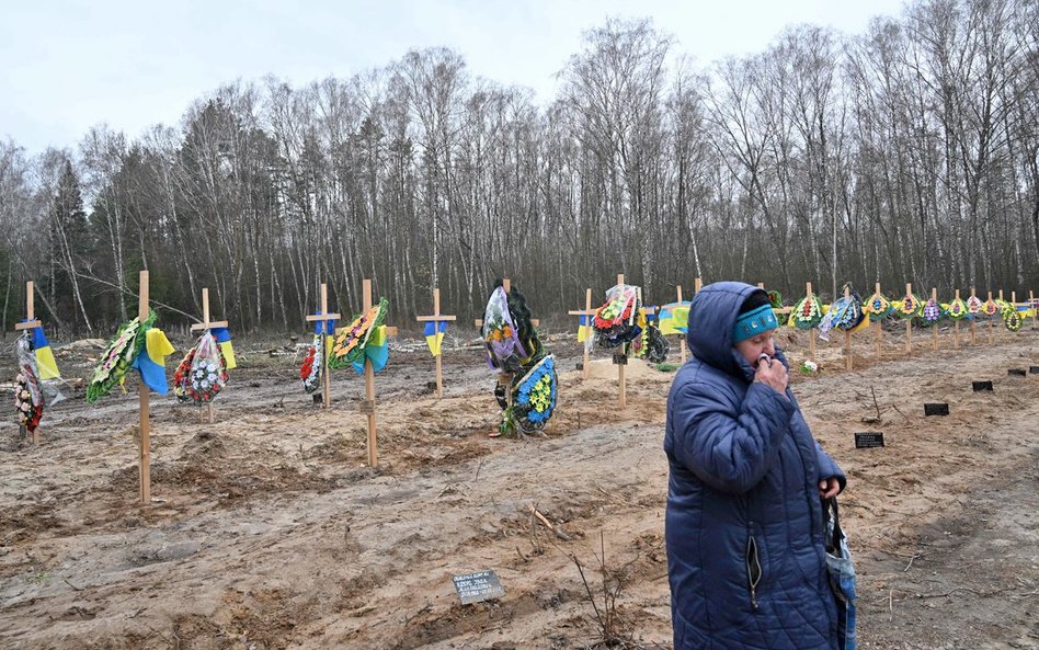 Cmentarz w Czernihowie, gdzie pochowano część z 350 mieszkańców, którzy zginęli z rąk rosyjskich żoł