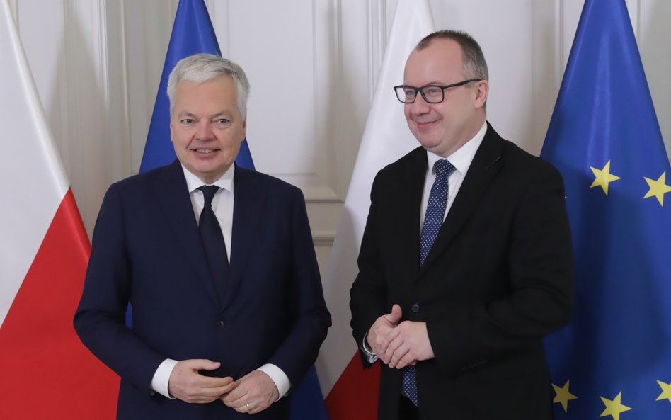 Didier Reynders na spotkaniu z Adamem Bodnarem w styczniu 2024 r. w Warszawie.