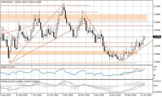 Wykres dzienny USDPLN
