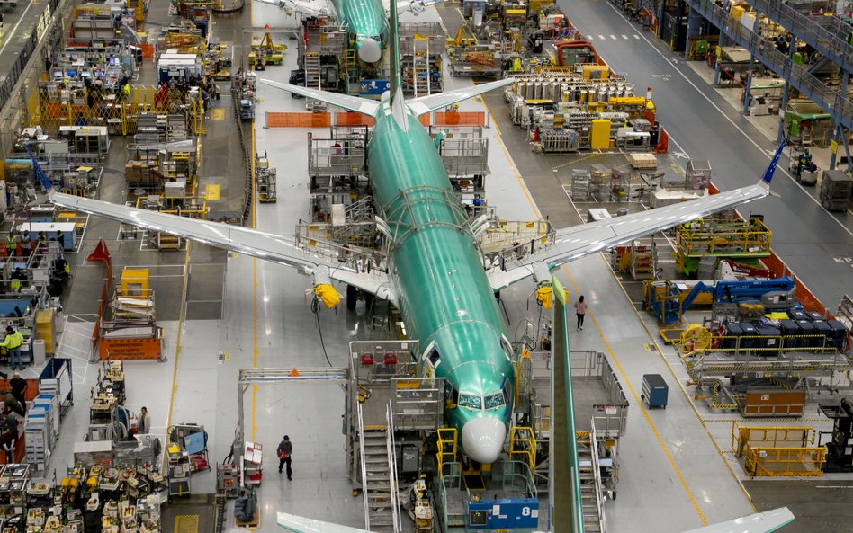 Samoloty Boeing 737 Max w zakładzie produkcyjnym firmy w Renton w stanie Waszyngton