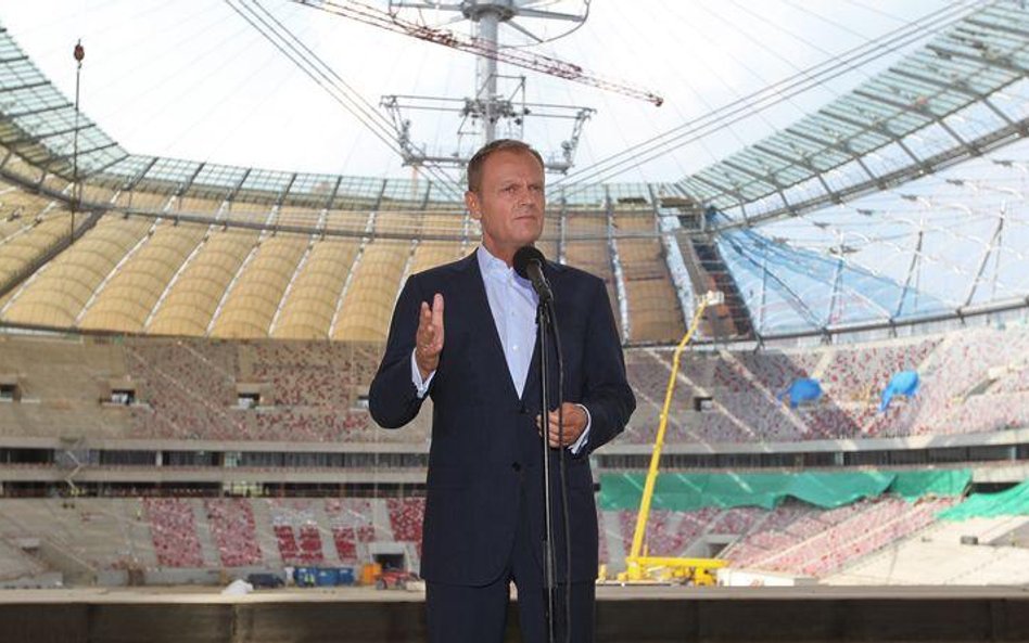 Premier Donald Tusk na Stadionie Narodowym