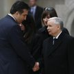 Prezydent Gruzji Micheil Saakaszwili z prezesem PiS Jarosławem Kaczyńskim na pogrzebie prezydenta Le