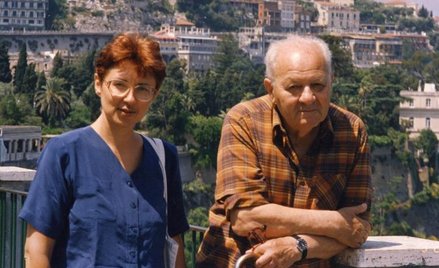 Gustaw Herling- -Grudziński i redaktor Elżbieta Sawicka z „Rzeczpospolitej” we Włoszech